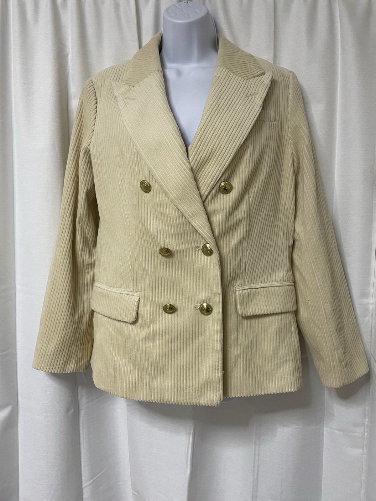 FILA Blazer da canottaggio X Target giacca blazer doppiopetto in velluto a coste M panna preppy