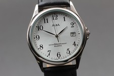 Vintage 2003 N MINT Seiko Alba V732-0D10 Silver Date 35mm Quartz Men's Watch