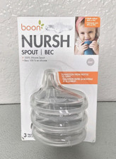 Boon Nursh Silicone Sippy Cup Lid - Convertible Transitional Sippy Spout 3 Pack