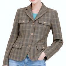 Liz Claiborne Plaid Blazer 12 Windowpane Career Dark Academia REMU7666 Jacket