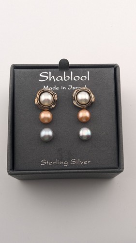 Shablool Made In Israel Earring Set 3 Sterling Silver Pairs Earrings - Picture 2 of 8