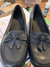 Clarks Womens Ashland Bubble Black Leather Slip On Loafer Size US 7M