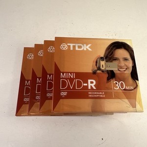 New TDK Life on Record Set of 4 Mini DVD-R Discs 1.4 GB 30 Minutes SP New Sealed