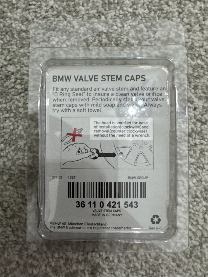 BMW Premium Genuine Valve Caps Set M Sport Black 36122447402 36110421543 - image 3 of 4