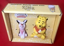 Disney Winnie the Pooh and Piglet Salt & Pepper Ceramic Shakers Hand Painted-NEW