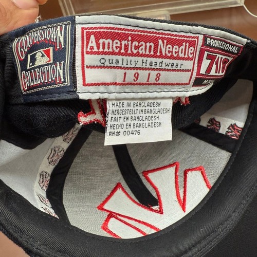 NY Yankees Hat Fitted Black MLB Cooperstown American Needle Sz 7 1/8 NEW - Picture 7 of 8