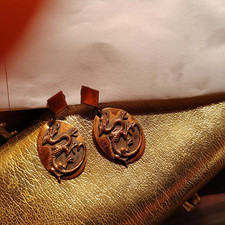 Vintage Copper Drop Screw Back Dragon Earring...