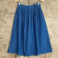 Eddie Bauer Vintage 90s Denim Midi Skirt High Waisted Cottage Granola Girl 8P
