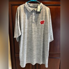 Wisconsin Badgers Fanatics Gray Big  Tall Polo - 2XLT