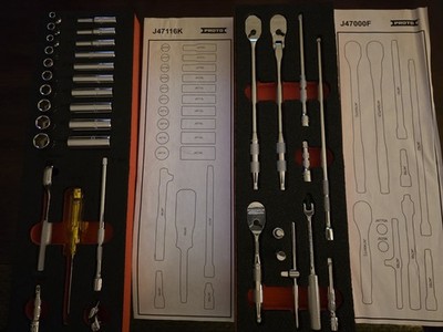 J47116K Proto 1/4In Drive 6P Socket Set 25Pc J47000F Proto Ratchet Extension Set