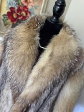 Vintage Genuine Fluffy Full Length CRYSTAL Fox Fur Coat Jacket Stroller