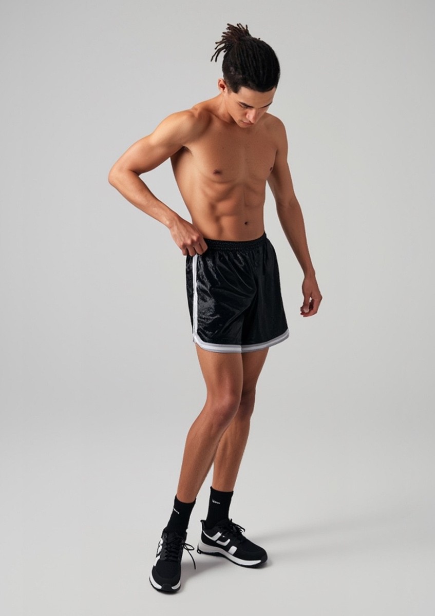 Tek Gear Vintage Dazzle Basketball Shorts Silky Shiny Silver Gray