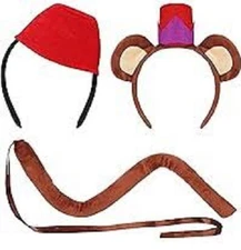 3 PCS - Kids Monkey Ears/Hat & Long Tail Costume Set - Cosplay Party Kit