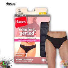 NWT 2-Pack Hanes Women's L Moderate Absorbency Bikini Period Underwear 42MMCP