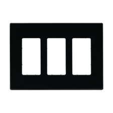 Eaton PJS263BK Decorator Screwless Wallplate, 3-Gang, Black
