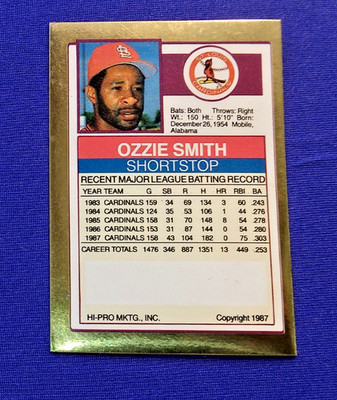 1988 ACTION PACKED TEST PROOF OZZIE SMITH BLANK FRONT BACK SQUARE  NRMT