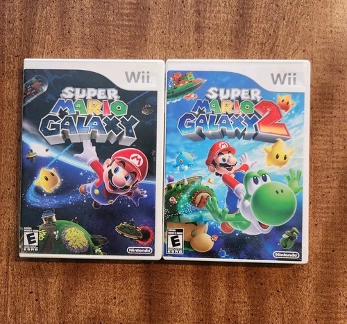 Super Mario Galaxy 1 & 2 Lot (Nintendo Wii, 2007 & 2010) Read Discription