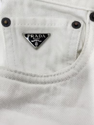 PRADA 2023AW 5-Pocket Jeans with Triangle Plaid/ Size 27/ Cotton/ White/ GEP351 thumbnail 7