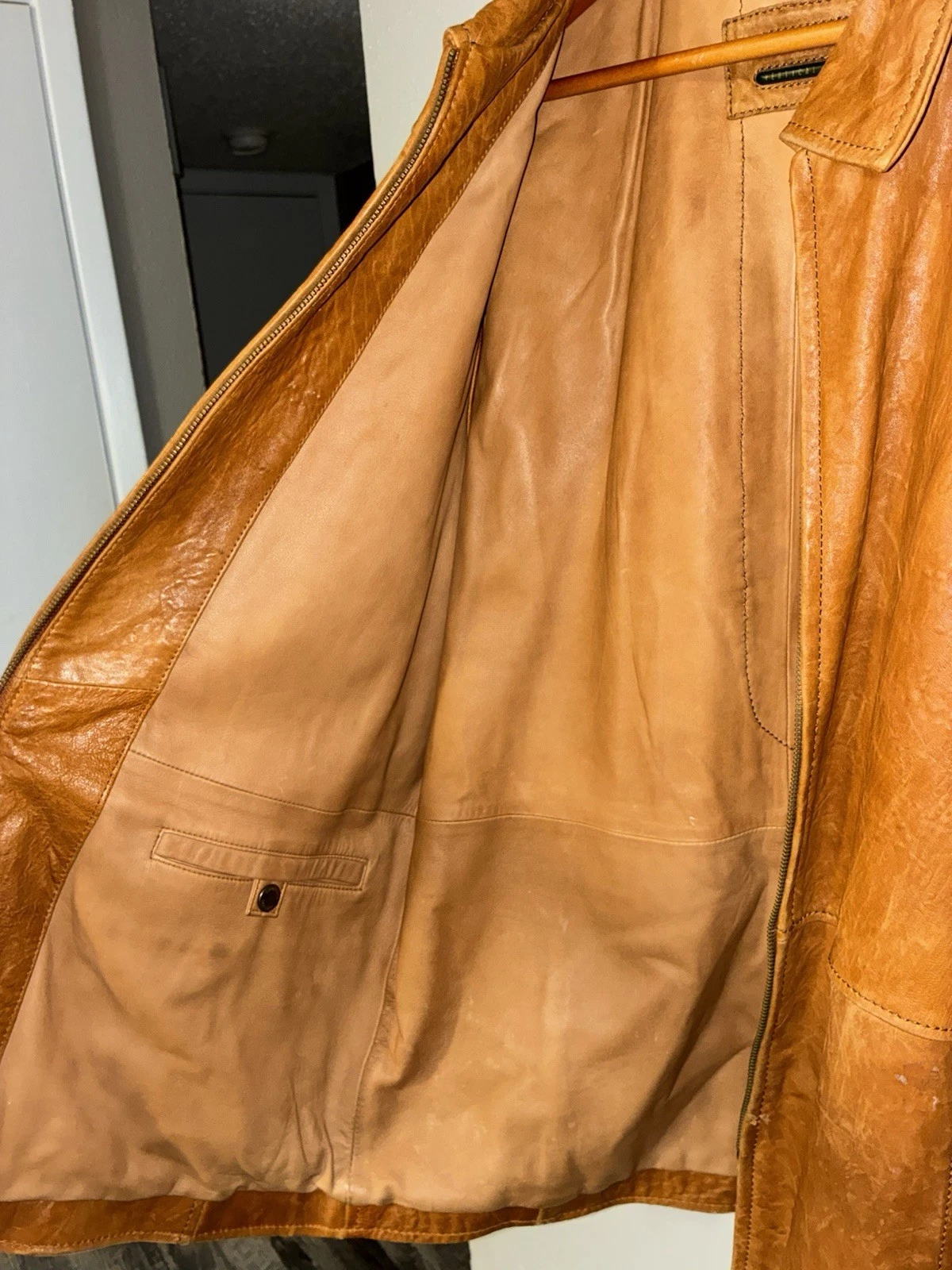 Vintage 90s Robert Comstock Vertical Long Leather Coat Men's image 5