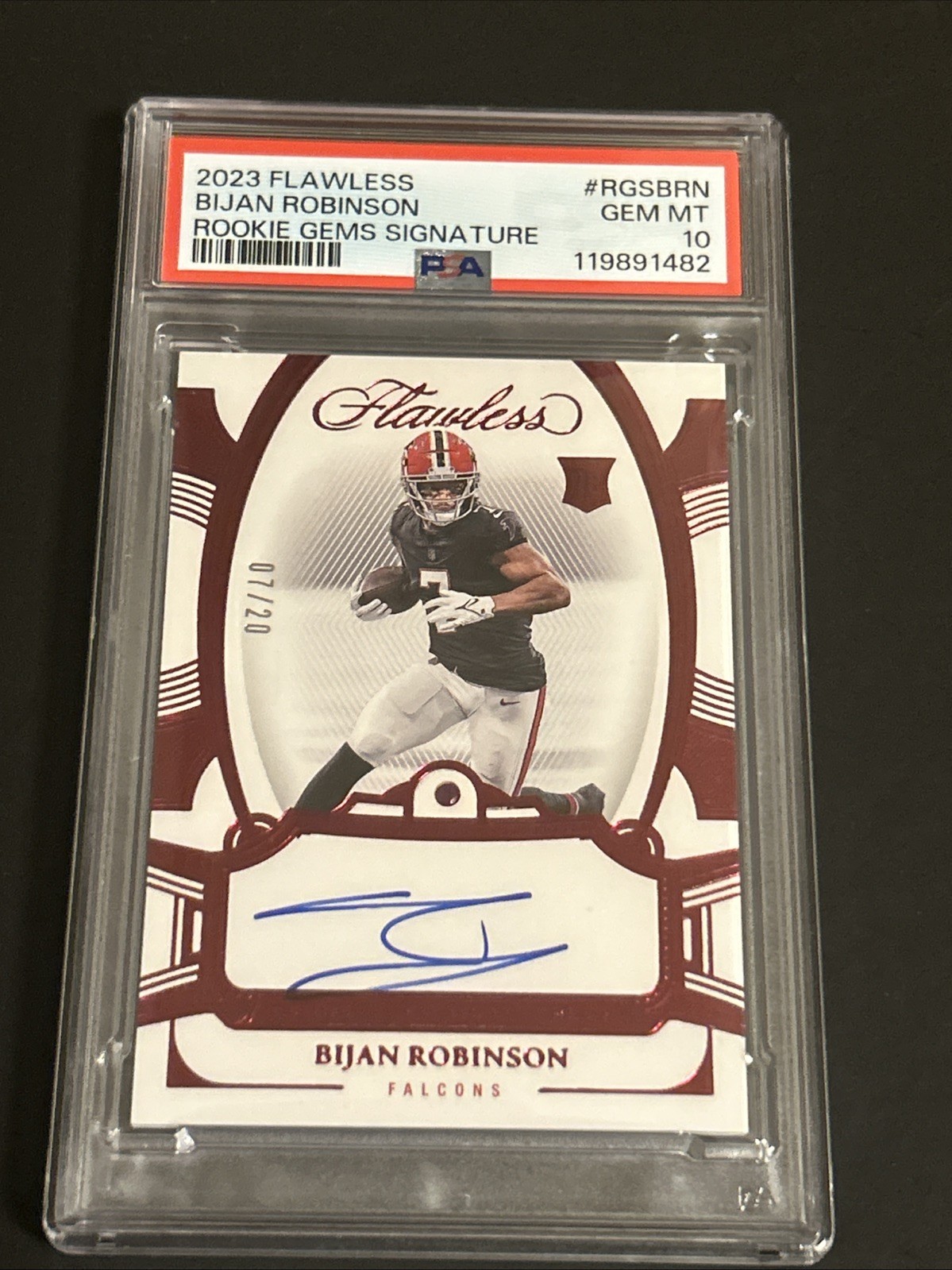 Bijan Robinson Panini Flawless Rookie Gems Signatures #RGSBRN Base