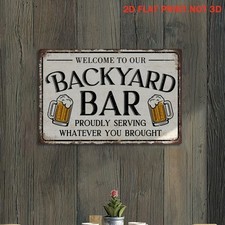 Retro Backyard Bar Metal Tin Sign Welcome Sign Wall Decor Outdoor Patio Parties