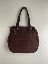 VERA BRADLEY SOLID BROWN ESPRESSO CIRCLE QUILTED TOTE PURSE SHOULDER BAG