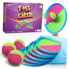 Toss and Catch Ball Set Game Kids Toys for Outdoor Backyard Lawn Red Green