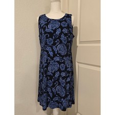 Tommy Hilfiger Navy Blue Paisley Floral Dress 12 | Coppycore Elegant French
