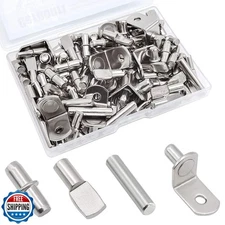 104Pcs Shelf Pins Kit,4 Styles Nickel Plated Shelf Support Pegs,Bookshelf Peg