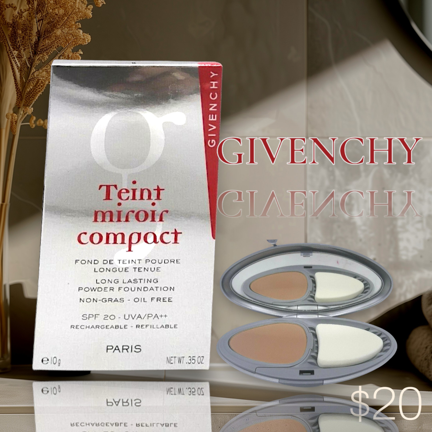 КОМПАКТНАЯ СТОЙКАЯ ПУДРОВАЯ ОСНОВА GIVENCHY TEINT MIROIR 8 БЕЗ МАСЛА 4690₽