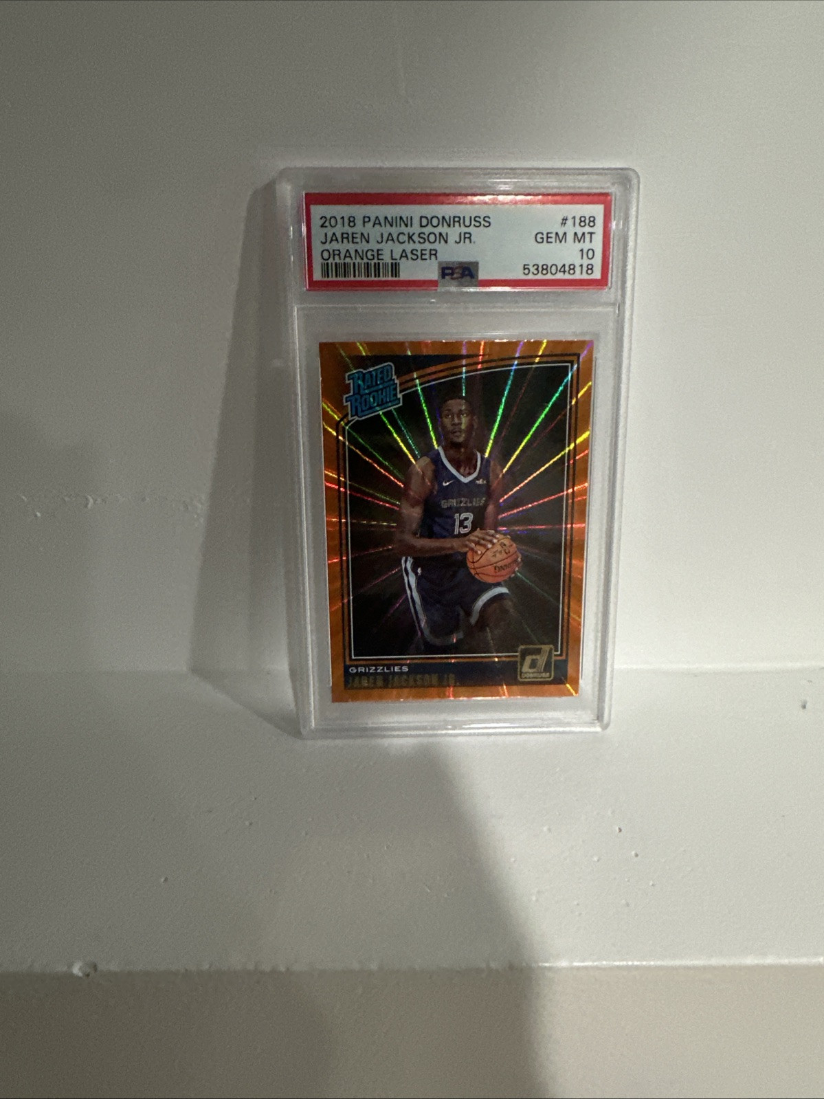 JAREN JACKSON JR. RC 2018-19 PANINI DONRUSS RATED ROOKIE ORANGE LASER PSA 10