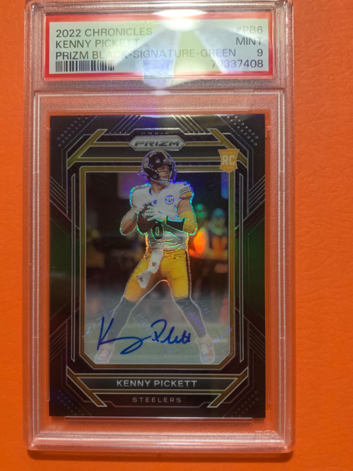 KENNY PICKETT 2022 PANINI CHRONICLES PRIZM BLACK GREEN RC AUTO /49 PSA 9 Q4408