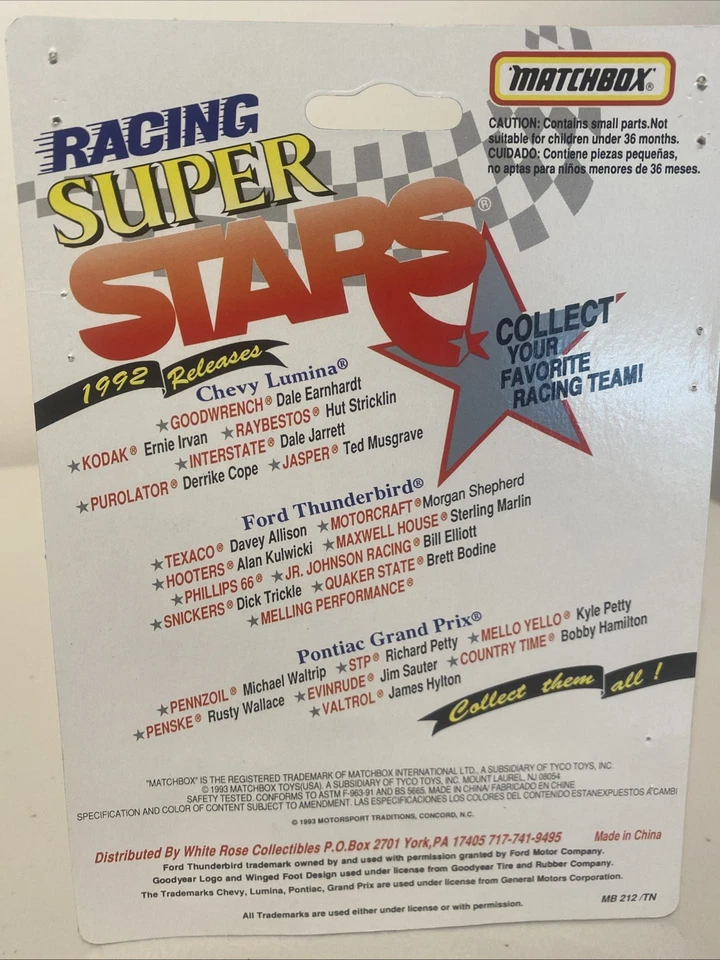 Matchbox 1993 Racing Super Stars Mark Martin #6 Diecast Car 1:64 - Image 4 of 4