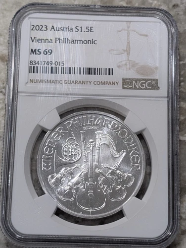 2023 AUSTRIA S1.5E VIENNA PHILHARMONIC 1 oz .999 SILVER NGC MS 69