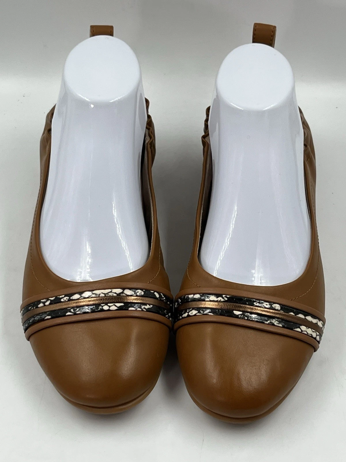 FITFLOP Allegro Brown Leather Ballet Flats Python Trim Sz 7.5 M New Pedag Insole