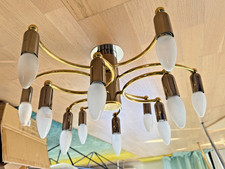 Helestra Sciolari,SWIRL,Sputnik Deckenleuchte, Lampe 12-armig,70er,Messing,TOP