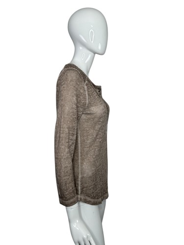 Venus Top Henley Women Size S Brown Shirt Long Sleeve Lightweight Cottage Lace - Picture 14 of 16