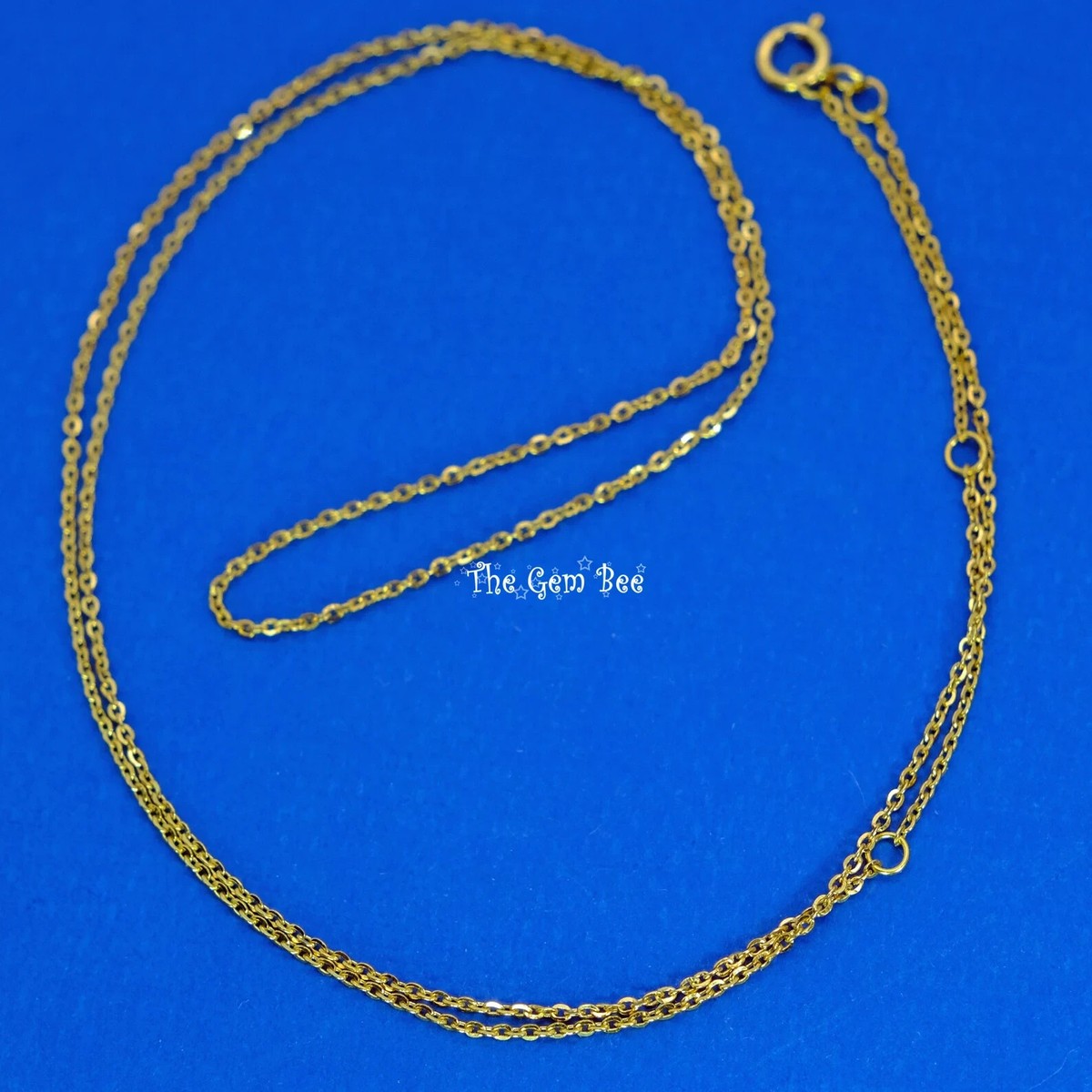 18K SOLID Yellow GOLD Cable Chain Necklace 16 17 18 inch