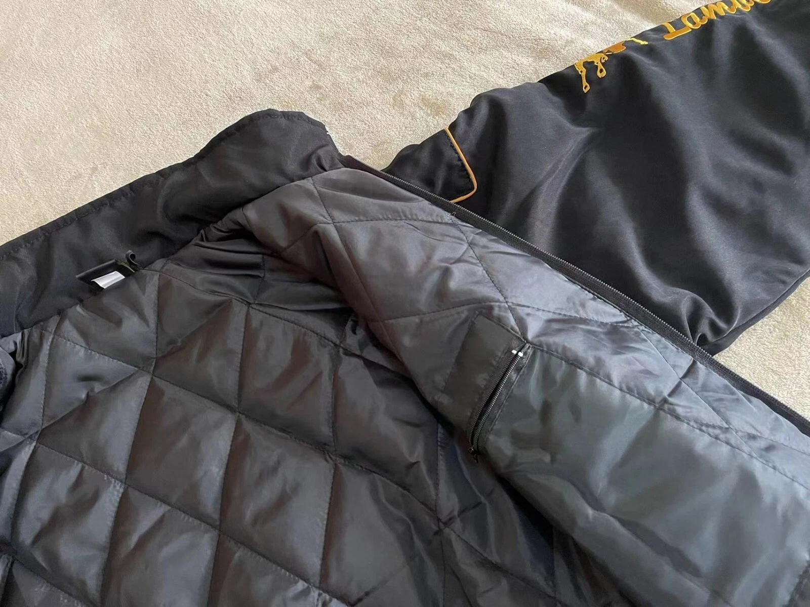 Adult F1 Vintage Racing Jacket Black Ebroidered Lamborghini Jacket Adult F1 Vintage Racing Jacket Black Ebroidered Lamborghini Jacket