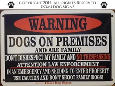 Metal Warning Dogs Sign For FENCE ,Beware Of Dog 8"x12" dogs are family 