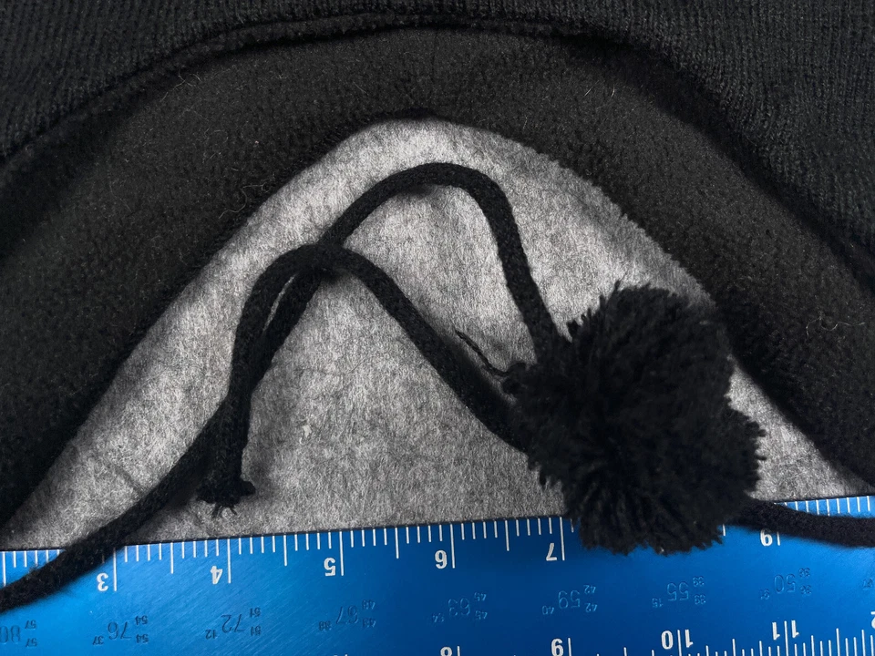 Bat Claire's Beanie Toque Youth Black Knit Acrylic Poly Metallic Wings Ear Flaps - Image 2 of 4