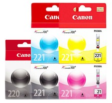 GENUINE Canon PGI-220 CLI-221 Ink 5 Pack for PIXMA iP4700 MP550 MP980 MX870