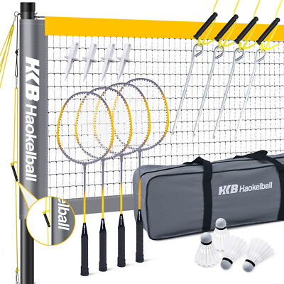 Professional Badminton Set with 4 Rackets 4 Shuttlecocks Portable Badminton Net