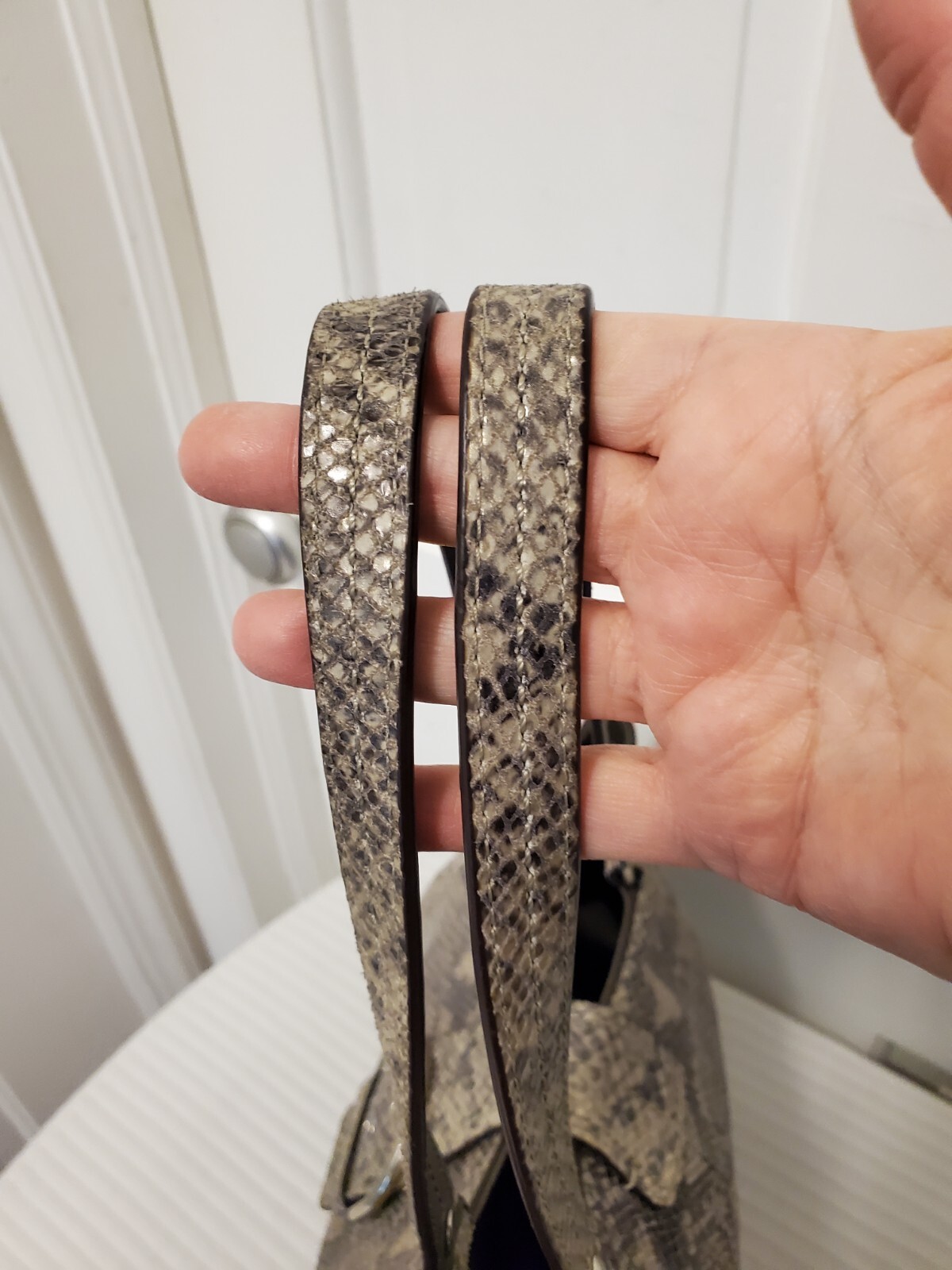 Coach Python Embossed Leather Carryall Tote Gray … - image 4