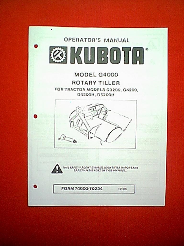 KUBOTA TRACTOR ROTARY TILLER ATTACHMENT MODEL G4000 OPERATOR WITH PARTS