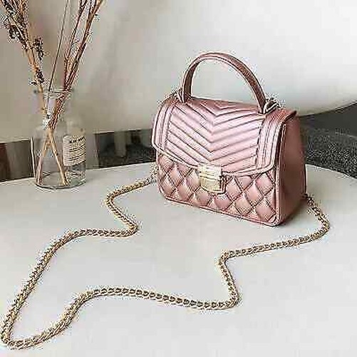 Bolso de Mujer Mano Cadena Bandolera Rosa Cubo Piel Sintético 2166