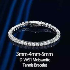 3mm 4mm 5mm D Color Moissanite Tennis Bracelet 925 Sterling Silver Pass Tester