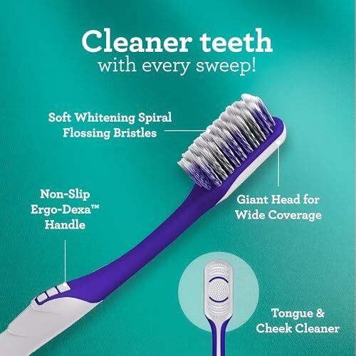 Whitening Toothbrush with Flossing 1 Count (Pack of 1),