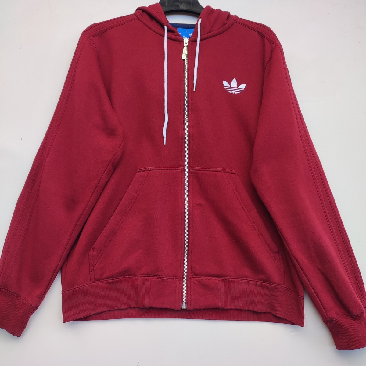 Adidas Originals Burgundy Zip Up Hoodie Men's Medium