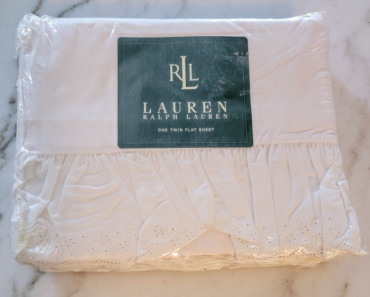 NOS - Vintage Lauren Ralph Lauren Bromley Flat Sheet w/Eyelet